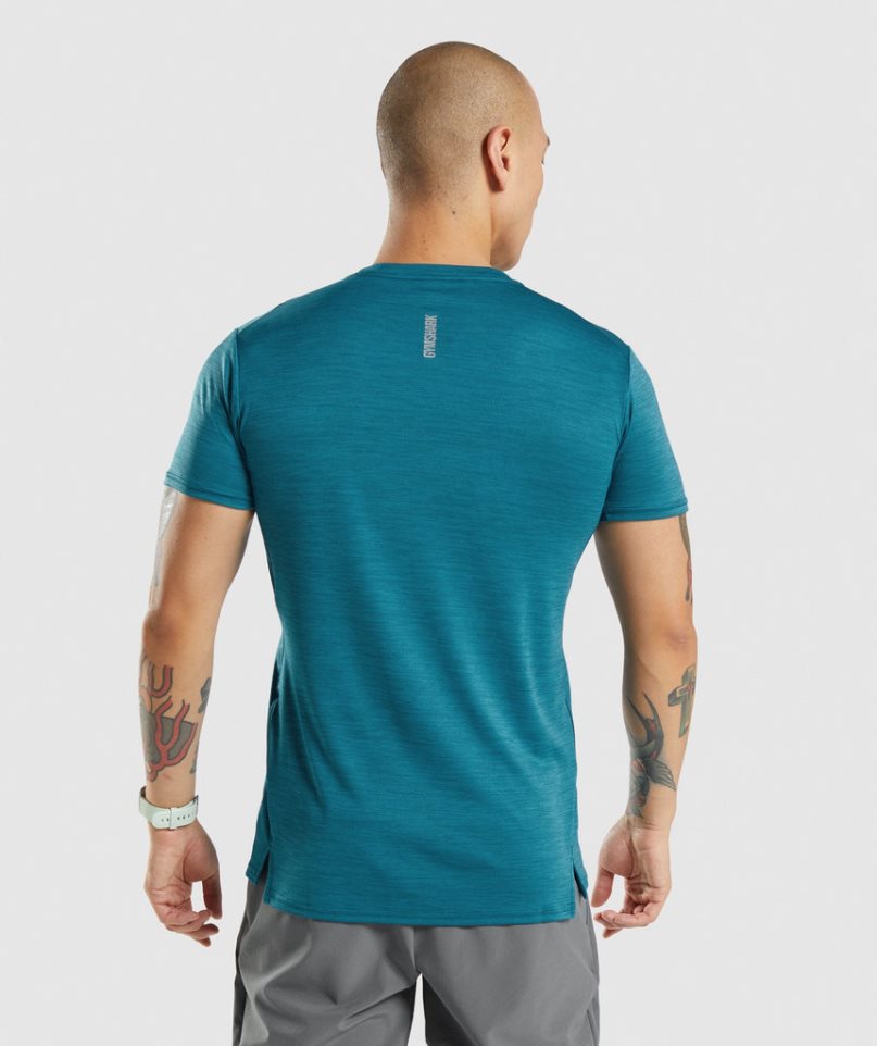 Men's Gymshark Speed T-Shirts Turquoise | CA 10683D